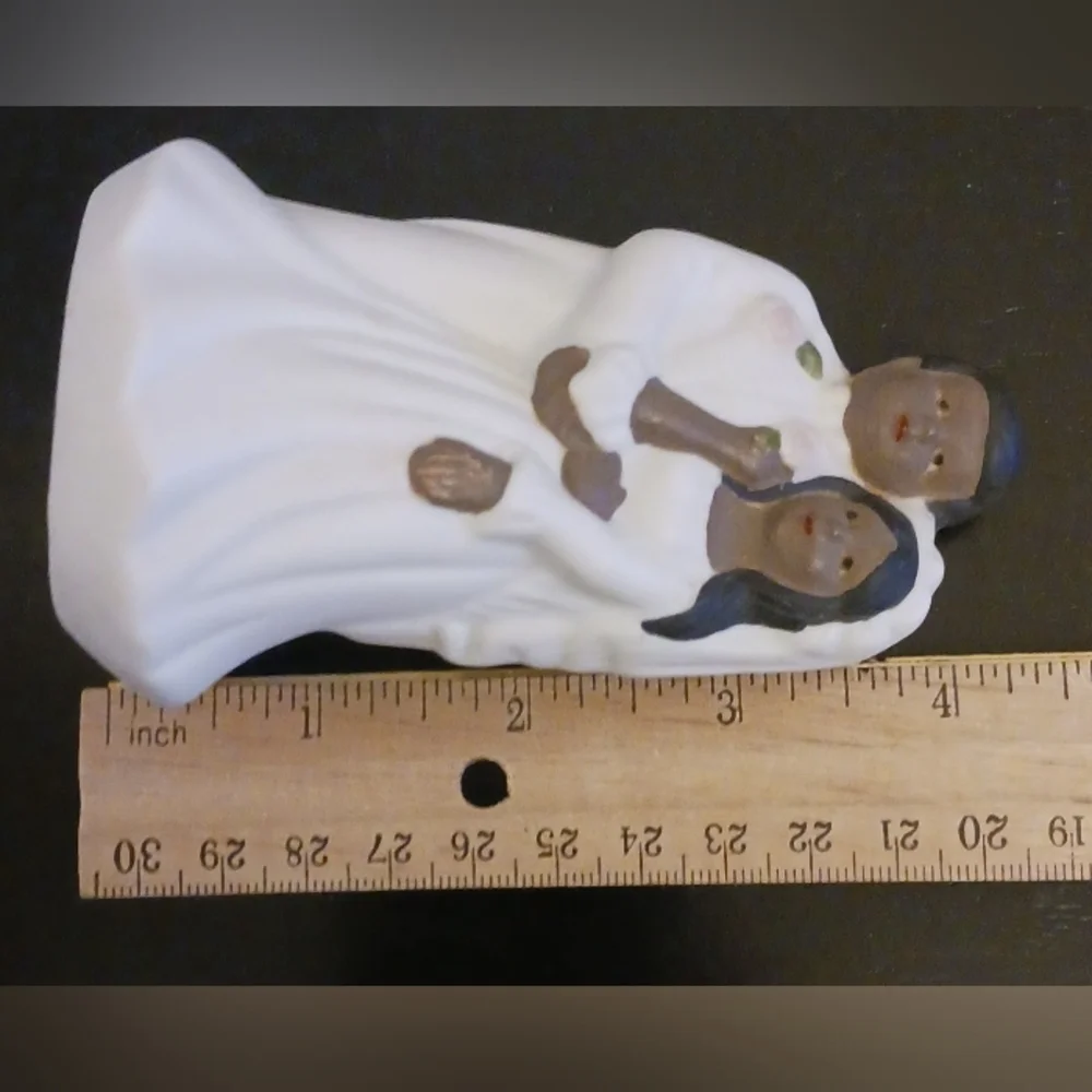 Wedding Cake Topper Bride and Groom Dark Hair and Skin